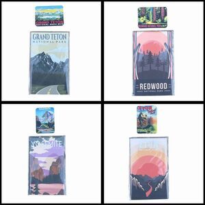 Set of 8 National Park Magnets Yosemite, Grand Teton, Redwood, Zion New Outdoors